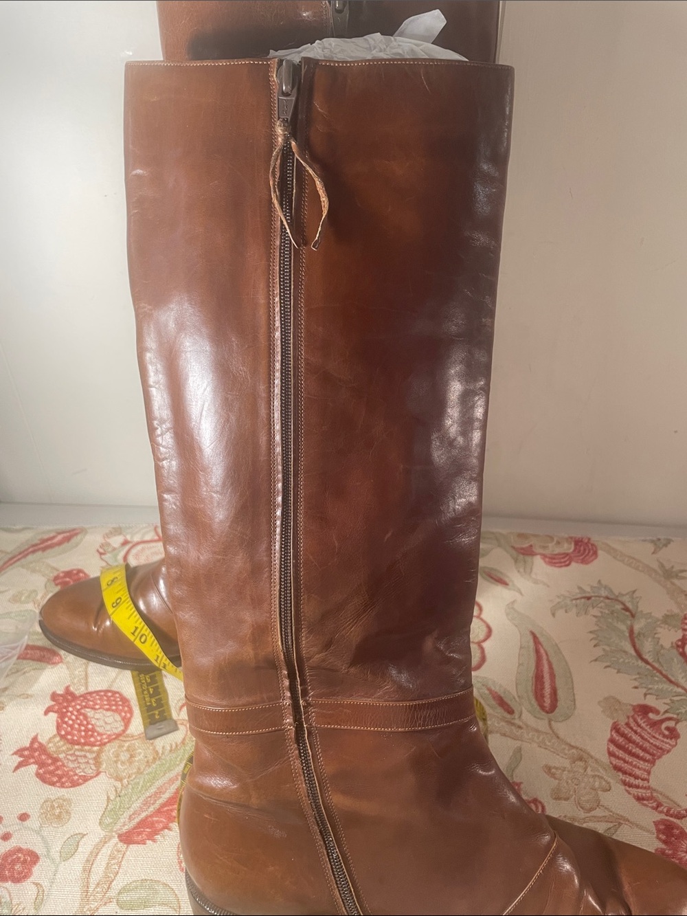 Salvatore Ferragamo Tall Knee High Cognac Leather Vintage - Picture 7 of 11